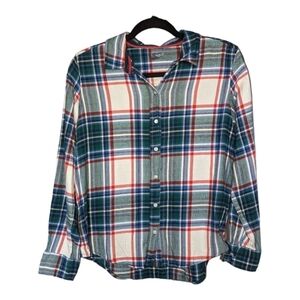 XS • Aerie • Button Front Long Sleeve Plaid Flannel